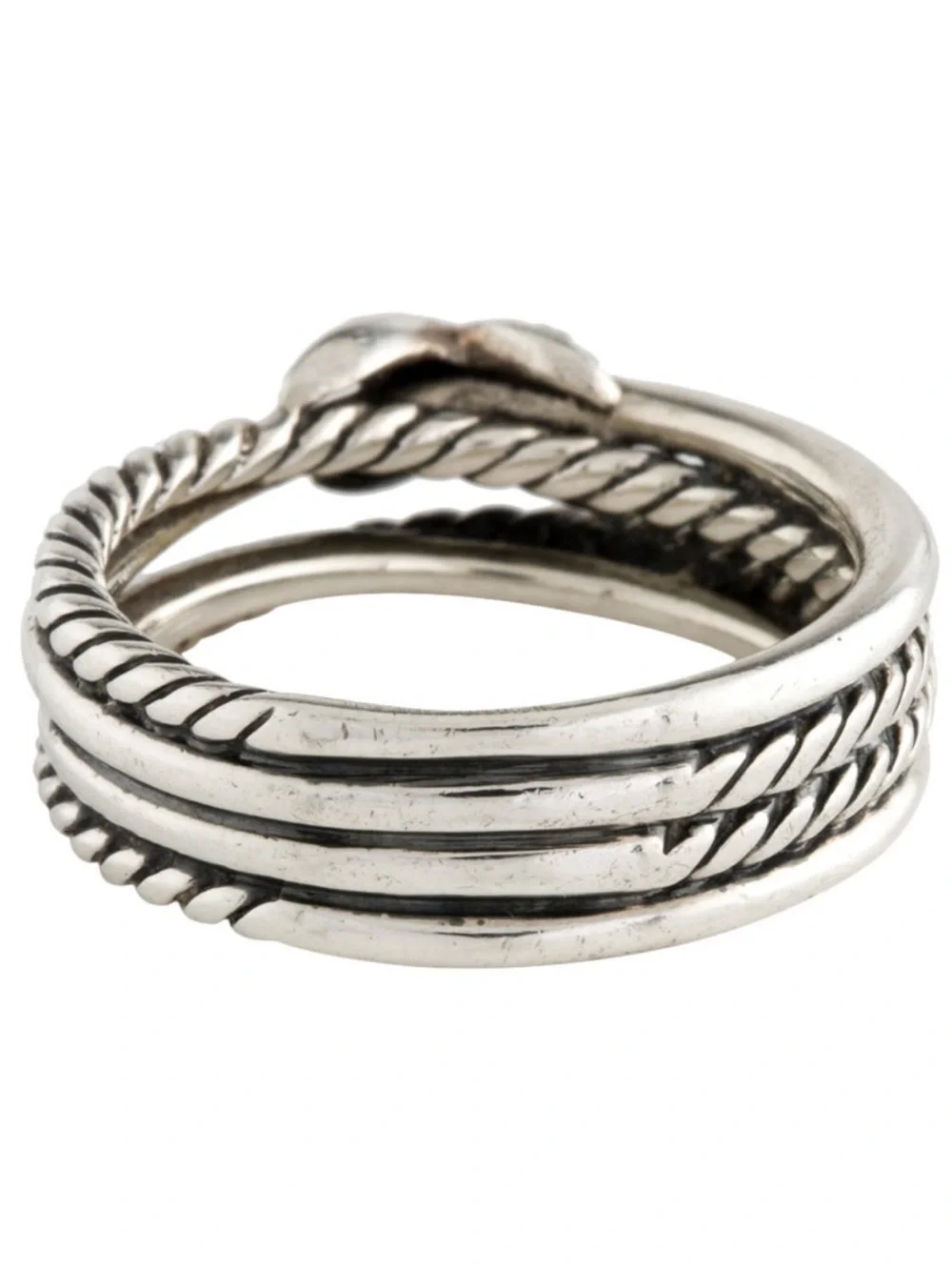 David Yurman Silver Diamond X Collection Ring- Size 5.75